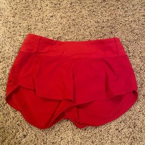 red speed up lululemon shorts